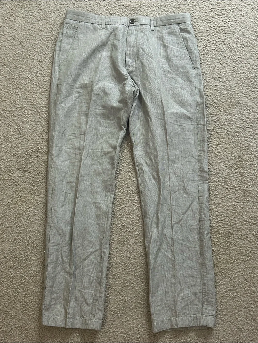Banana Republic Kentfield Linen Cotton Pants Men's 33x32 Beige Straight Leg